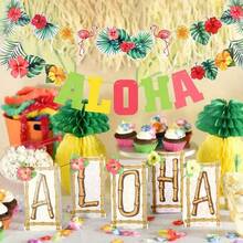 Hawaiian Party Decorations Flamingo Garlands Hawaii Luau Tropical Party ALOHA Banner For Summer Beach Birthday Party Decoration Luau Party Supplies Tropical Theme Summer Beach Pool Party Decorations Luau Birthday Party Decor