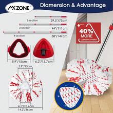 Spin Mop Head Replacement Base Handle Compatible With O Cedar EasyWring 1-Tank System, 3 Pack 40% More Cleaning Power Replace Heads, 1 Mop Handle, 1 Base And 1 Scrub Brush Combo Set