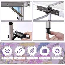 Mesa plegable portátil, pequeña mesa de camping de 2 pies con soportes de malla, aluminio ligero y altura ajustable - Flores florecientes. - Ver 3