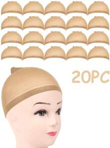Toucas Marrons para Mulheres, Touca de Renda para Peruca Frontal, Touca Calva para Perucas, Vermelho Marrom, 20/12 Peças