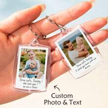 Porte-clés acrylique personnalisé "Conduis prudemment papa" - Porte-clés photo et texte personnalisés, idéal pour la fête des pères, les anniversaires, la Saint-Valentin