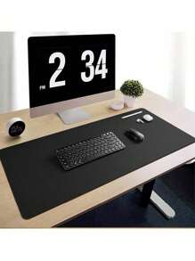 A Hand-Sewn Edge, Extra-Large Size Genuine Leather Touch Mouse Pad, Desktop Office E-Sports Mat, Anti-Slip And Waterproof, Suitable For Study Desks And Leather Pads.