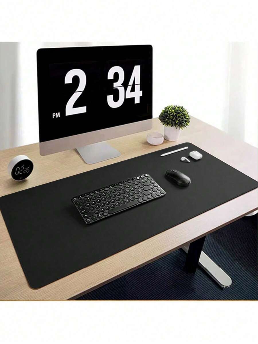 A Hand-Sewn Edge, Extra-Large Size Genuine Leather Touch Mouse Pad, Desktop Office E-Sports Mat, Anti-Slip And Waterproof, Suitable For Study Desks And Leather Pads.