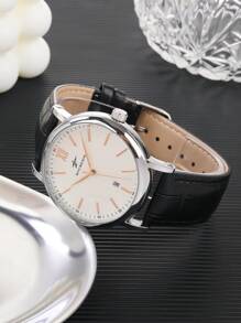 RICECGO RICECGO 1-delig herenhorloge, modieus casual sporthorloge met quartzhorloge, PU-leren band, geschikt voor werk, reizen, zakelijke activiteiten en cadeaus voor de start van het schooljaar