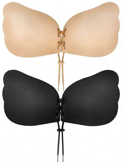 1 件或 4 件粘性文胸，露背无肩带文胸聚拢，粘性隐形提升文胸