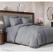 Cover Queen Size Set - Extra Soft Queen Size Duvet Cover 90 X 90 With 2 Pillow Shams - Hotel Luxury Easy Care And Fade Free W/ Zipper Closures & Ties - Breathable Bedding Set (Light Sage Green) - 07 - 混色灰色 - (無被子) - 查看 8