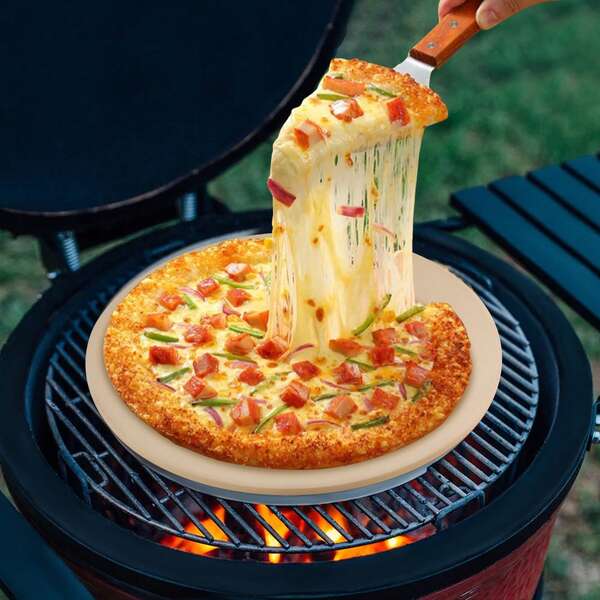 15" Large Round Pizza Stone, Heavy Duty Cordierite Bread Pan For Pizza And Bread Baking Grill, Great For Baking Different Sizes Of Pizza Or Bread!