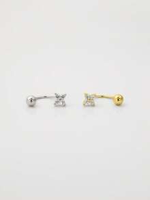 1pc 925 Sterling Silver Four-Leaf Clover Nose Ring/Nose Stud/Lip Ring/Ear Cuff/Ear Cartilage Hoop