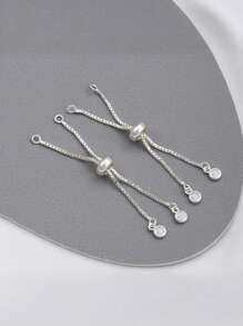 1 Set Copper Inlaid Zirconia & Silicone Beads Adjustable Extender Chain, DIY Bracelet/Necklace Jewelry Making Supplies