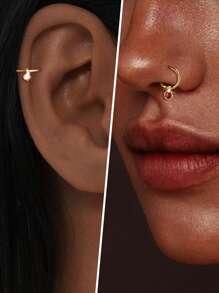 1PC 925 Sterling Silver Tiny Hoop Earring CZ Nose Ring For Women Body Jewelry Ear Bone Nail Ear Piercing Niche Design Ear Hook Jewelry