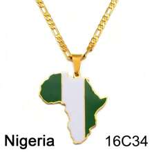 1 件 3.8 厘米嘻哈非洲地图吊坠项链首饰