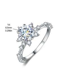 1 pieza Anillo de compromiso de mujer con diseño de flor clásico de 5 quilates, color D, de diamante Moissanite, anillo romántico simple de plata esterlina 925, anillo de eternidad, anillo de aniversario de bodas, regalo de joyería de lujo para mujeres