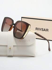 RIVSAR 时尚女士猫眼金属框偏光太阳镜，优雅户外休闲派对旅行夏季猫眼圆形珠宝太阳镜，高端品牌节日礼品精品太阳镜，情人节圣诞节万圣节，送礼首选 - 彩色 - 查看 6