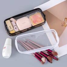 6pcs/3pcs/1pc Transparent Pencil Case/Cosmetic Bag, Clear PVC Zipper Travel Toiletry Pouch, Examination Pen Pencil Bag, Travel Accessory,Back To School,School Supplies,Pencil Pouch,School Bag