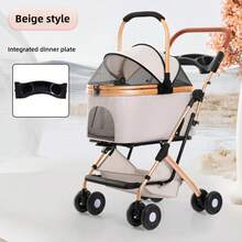 1pc Foldable Lightweight Aluminum Alloy Pet Stroller With Detachable Carrying Bag And Mesh Vents, Ergonomic Handle, Storage Basket, Oxford Cloth Material Suitable For Small/Medium Dogs Cats Outdoor Travel, Compact Design, Breathable Carrier Dog Stroller Cat Stroller Pet Stroller Dog Strollers For Dogs