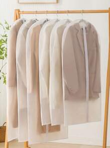 1pc Semi-Transparent Zipper Garment Dust Cover, 1pc Simple & Practical Semi-Transparent Home Wardrobe Coat, Suit, Cotton Clothes Organizer Hanging Storage Dust-Proof Waterproof Bag