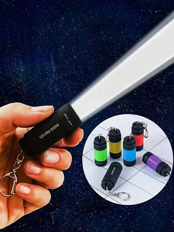 1pc Mini Keychain LED Flashlight Portable Light Rechargeable Multifunction Outdoor Torch With Bag Clip For Hiking Camping Fishing Running Emergency Lighting, Camping Accessories