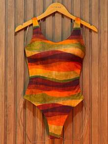 Bodysuit Swimsuit And Pareo Set Kit Premium Beach Cover-Up Bathing Suit Bodysuit - 波希米亞 - 查看 2