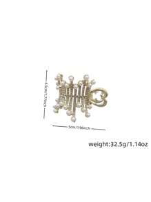 1pc Personalized & Fashionable Hair Claw Clip With Metallic Pearl & Rhinestone Decor For High Ponytail Street Tiaras Valentine's Day Valentines Hair Accessories For Women Claw Clips Hair Claws Hair Barrettes