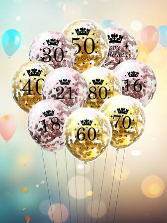 5 st/10 st 12" guldfärgade 50-kronskonfetti-latexballonger, födelsedagskrona-konfetti-latexballonger för 50-årsdag, jubileumsfestdekorationer