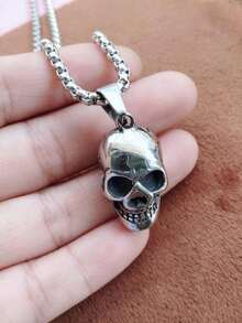 Nuevo collar de cráneo de Halloween creativo para hombres, collar de cabeza de cráneo de aleación de metal - Multicolor - Ver 9