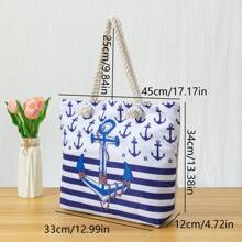 Nueva bolsa de playa con estampado de ancla de gran capacidad para vacaciones