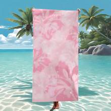 1pc Pink Patterned Lightweight Microfiber Beach Towel/Sports Towel, Suitable For Summer, Beach, Swimming PoolTravel Essentials Travel Accessories Beach Essentials - Multicolor - View 2