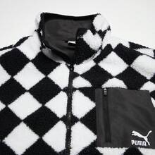 Puma 格纹仿羊毛夹克，男女通用设计 - 黑色 - 查看 3