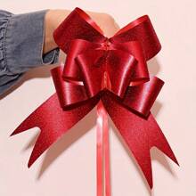 20pcs/Set Shimmery Red Streamers, Plastic Material, Suitable For Wedding Car Decoration, Engagement Dowry, Christmas, Valentine's Day, Mother's Day And Birthday Party Decoration, Gift Box Packaging
