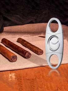 2 piezas Cortador de puros de acero inoxidable, tijeras portátiles de doble filo para tabaco y puros, mango de plástico, set de herramientas simples, accesorios para puros, accesorios para fumar