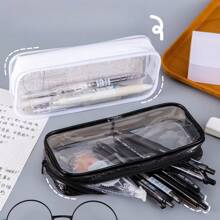 6pcs/3pcs/1pc Transparent Pencil Case/Cosmetic Bag, Clear PVC Zipper Travel Toiletry Pouch, Examination Pen Pencil Bag, Travel Accessory,Back To School,School Supplies,Pencil Pouch,School Bag