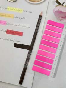 1 قطعة / 6 قطع من ملصقات المؤشر موحد اللون الشفافة - ملصقات تذكير الانتباه - ملصقات مؤشر أسود - ملصقات بلاستيكية PET مرنة مزودة بمقياس