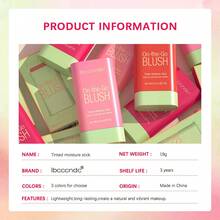 lakerain 1 pieza Barra de rubor rotacional de 19g, barra de colorete de crema a polvo en rojo, rosa, con efectos hidratantes y mates para mejillas y labios - Multicolor - Ver 6