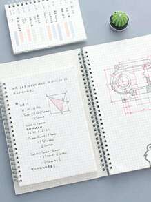 1pc Transparent Shell Spiral Notebook, Grid Notebook, Stationery, Gift, Planner, Journal, College Ruled A5/B5 Size (Random Style & Color)
