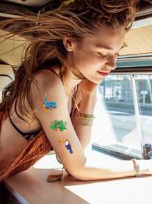 10 Peças Adesivos de Tatuagem Temporária Havaiana À Prova d'Água, Adequados para Decoração de Festa de Praia no Verão