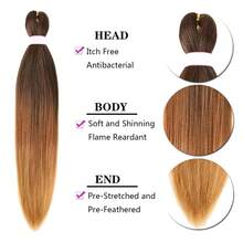 Ombre Pre Stretched Braiding Hair 30 Inch 8 Packs Synthetic Crochet Braids Hot Water Setting Professional Soft Texture Synthetic Hair Extensions 30 Inch 1B 27 - 1B/30/27(棕褐色至金色) - 查看 3