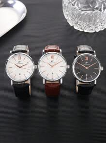 RICECGO RICECGO 1-delig herenhorloge, modieus casual sporthorloge met quartzhorloge, PU-leren band, geschikt voor werk, reizen, zakelijke activiteiten en cadeaus voor de start van het schooljaar