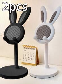 2pcs Desktop Accessories Cartoon Cute Bunny Desktop Cell Phone Holder Tablet Universal Adjustable Telescopic Lift Students Lazy Stand Desktop Accessories For The Living Room Bedroom And Other Scenes Home Goodies Convenient Life