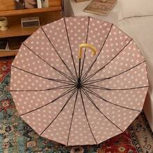 Retro French Dot Umbrella, Curved Pattern Sunscreen Umbrella, Umbrella For Both Sunny And Rainy Days