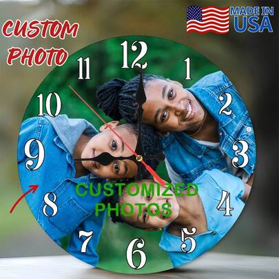 1Pc Customized Photo Wall Clock-Personalized Photo Wall Clock Art, Suitable For Bedroom, Living Room, Kitchen Or Bathroom Decoration, Wall Art
