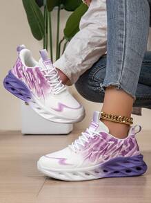 Women's Colorful Gradient Lace-Up Thick Sole Casual Sports Shoes, Comfortwable, Breathable, Shock-Absorbing, Suitable For Outdoor, Running, Fitness, Walking. A Great Gift For Christmas, New Year, Valentine's Day