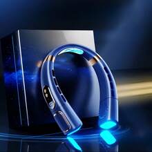Portable Neck Fan With LED Display, Chargeable Bladeless Personal Fan, 5-Speed Operation, USB Powered Desk Fan, 5th Gen Night Running Fan With Lights