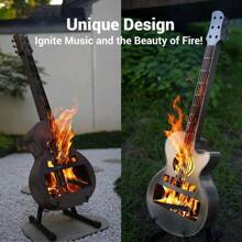 Portable Outdoor Solo Stove Fire Pit Brazier, Personalize Wood Burning Smokeless Fireplace Stainless Steel Guitar Style Firepit With Carry Bag For Camping Party Patio Yard Garden Picnic Bonfire