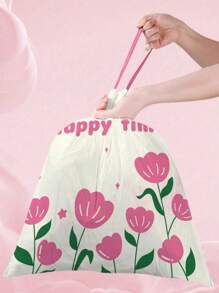 30pcs High-Capacity Thick Drawstring Garbage Bags, Creative Sunflower Pattern Handheld Sealed Cleaning Bags, Leakproof Kitchen Waste Storage Bags, Happy Mother's Day
