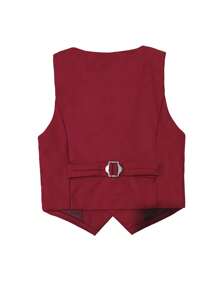 Conjunto de 2 piezas traje de caballero para niños - Chaleco rojo + Pantalones + Corbata, adecuado para fiesta de cumpleaños, evento formal, boda, festividad