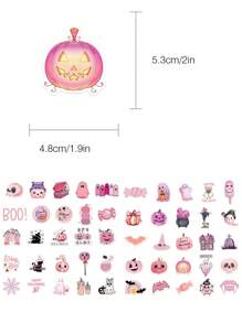 50pcs Pink Halloween Stickers Birthday Gift Birthday Decoration Graduation Season Gift For Handbook Journal Book Mug Fridge Skateboard Guitar IPad Decoration Material Stickers Wall Stickers Room Decor Wall Decor Wall Sticker Personalised Stickers Halloween Decor Home Decor Fall Decor