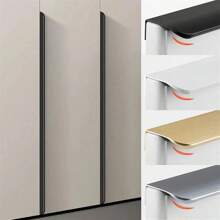 1 Pc Aluminium Alloy Hidden Furniture Door Handles Side Mount No Drilling Installation Wardrobe Cupboard Pulls Cabinet Drawer Knobs Furniture Hardware
