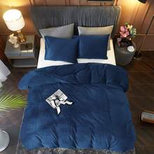 DIvellow Velvet Duvet Cover Queen Set Sage Green Comforter Cover 3Pcs Ultra Soft Cover Breathable Solid Luxury Flannel Velour Duvet Cover Zipper Closure Corner Tie - 藏蓝色 - 查看 2