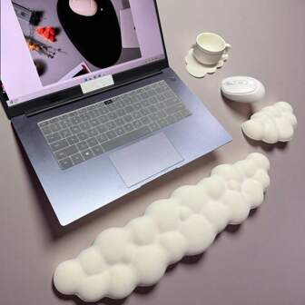 3 件/套人体工学腕托垫和鼠标垫，记忆泡沫腕托，适合办公室打字，防滑硅胶软电脑桌垫，男女皆宜