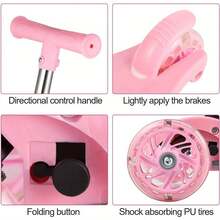 Foldable Scooter, 3 Wheel Kick Scooter With Wheels, Adjustable Handle Height Light Up Scooter - Pink - View 4
